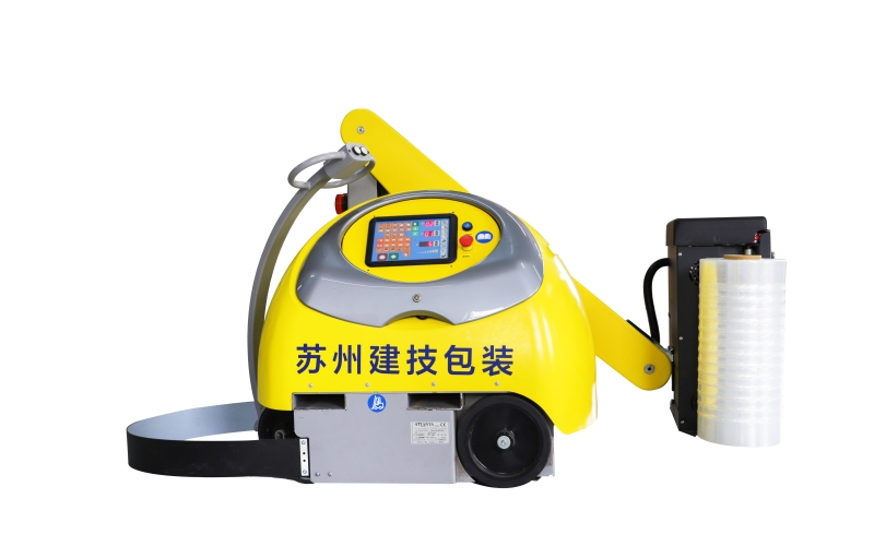 蘇州建技：小黃人纏繞機(jī)多場(chǎng)景應(yīng)用，市面上90%的托盤都可適用，節(jié)約時(shí)間節(jié)約成本